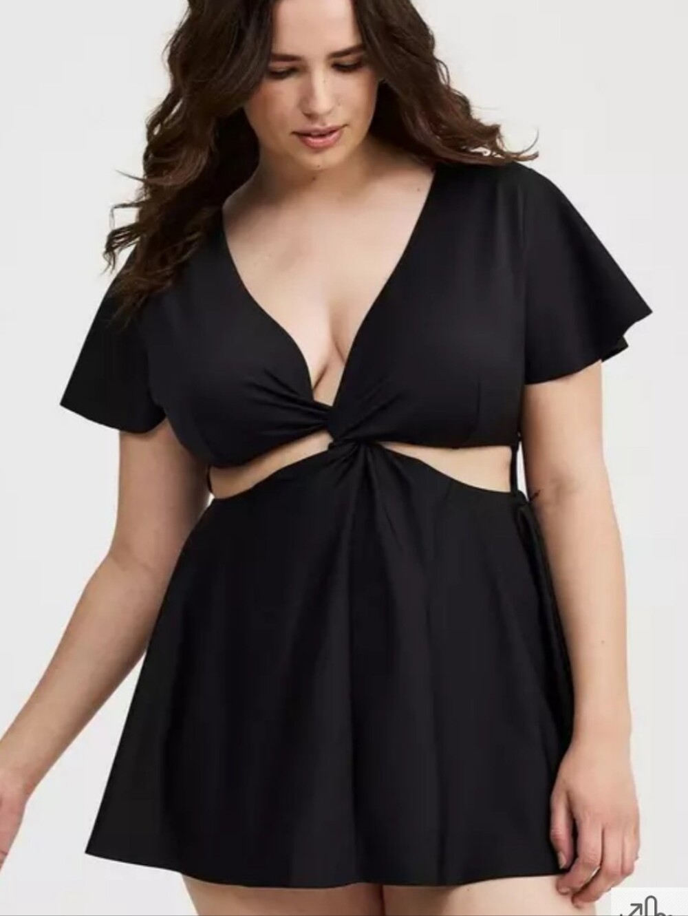 NWOT Torrid Black Knot-Front One-Piece Swim Dress
